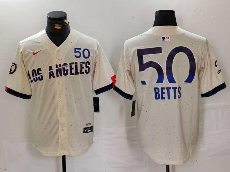 Men%27s Brooklyn Dodgers #50 Mookie Betts Cream 2024 City Connect Limited Stitched Baseball Jersey